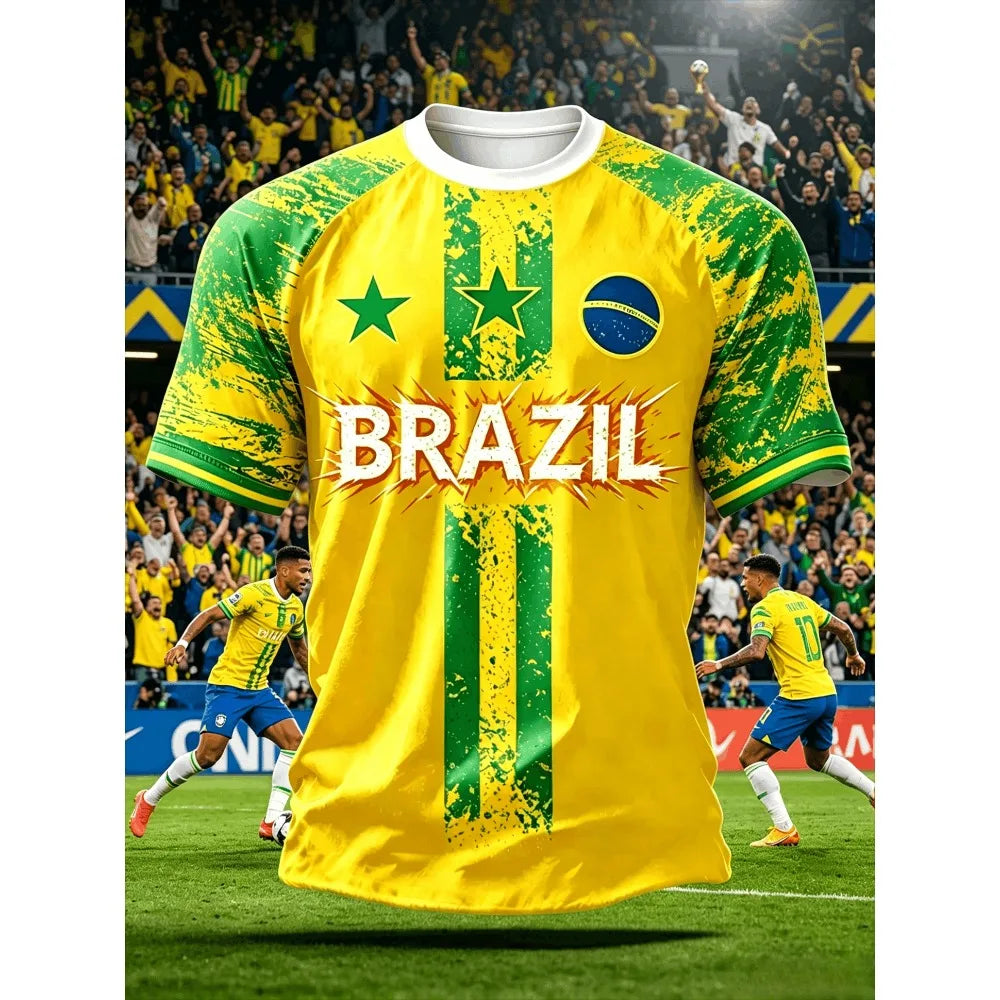 2026 Summer New Brazil Jerseys Men T-shirts Casual O-neck Sports Tshirts Man Clothing Fashion Print Casual Women Short Sleeve