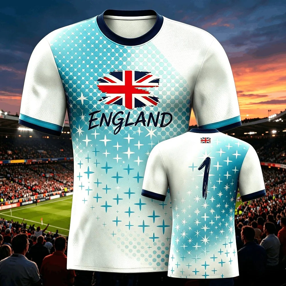 2026 Summer England Men's Soccer Jersey Breathable Team Training Fashion Print Casual Women Short Sleeve Men's Sports Tee Shirt