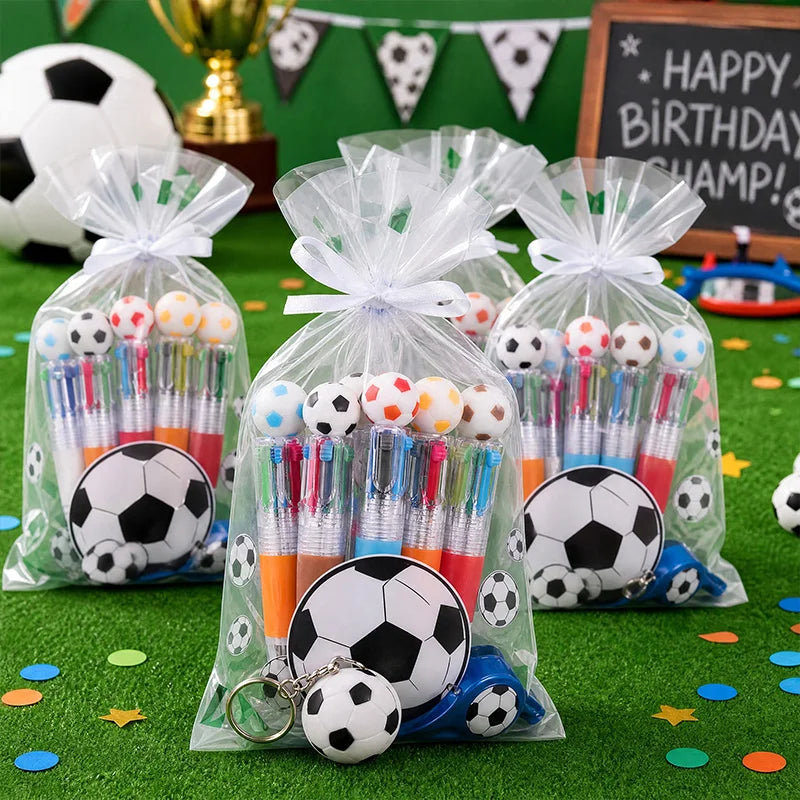 10Pcs Soccer Party Favors Pens Mini 4 Color Ballpoint Pen for Kids Sports Football Birthday Party Pinata Filler Christmas Gifts