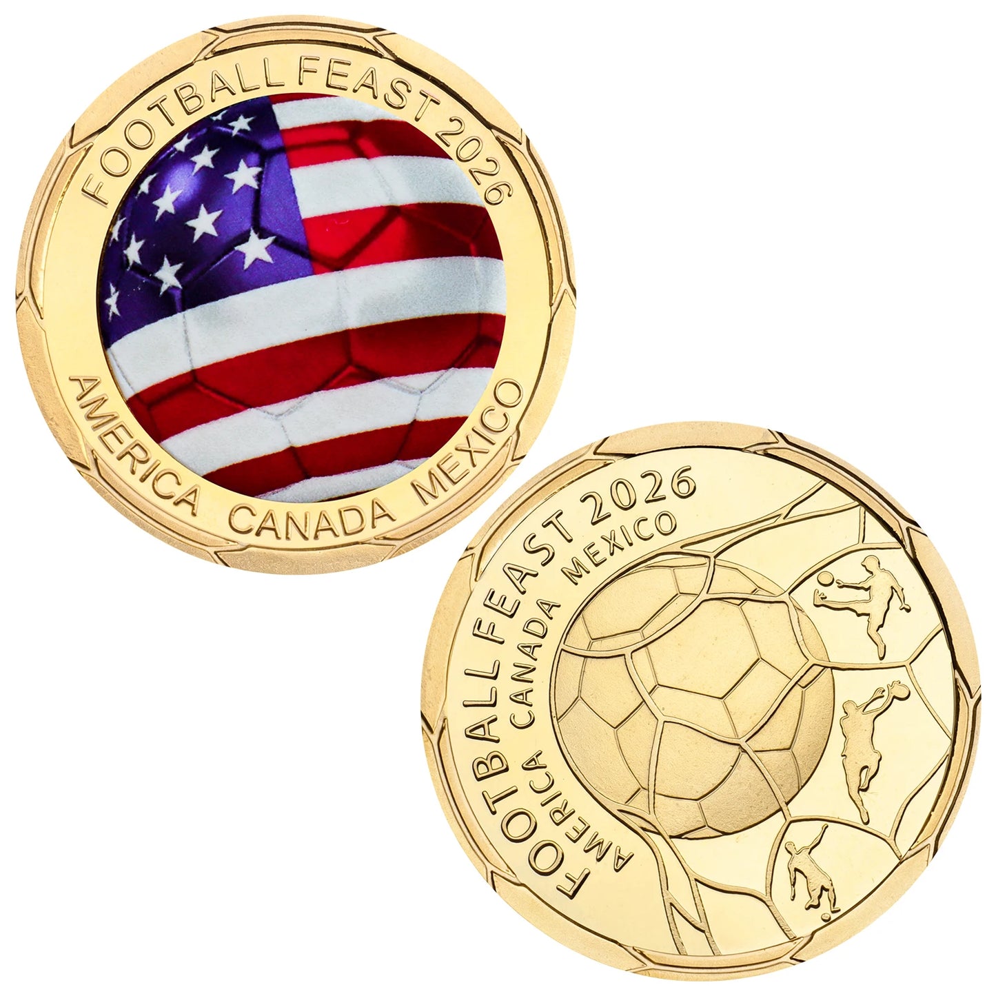 2026 Football Feast Commemorative Coin World Soccer Game Challenge Coin Souvenir Holiday Birthday Gifts for Fans Collectors 