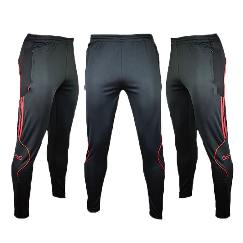 Shinestone Mens Soccer Training Sport Trousers With Pocket Zipper Jogging Male Fitness Workout Running Pants