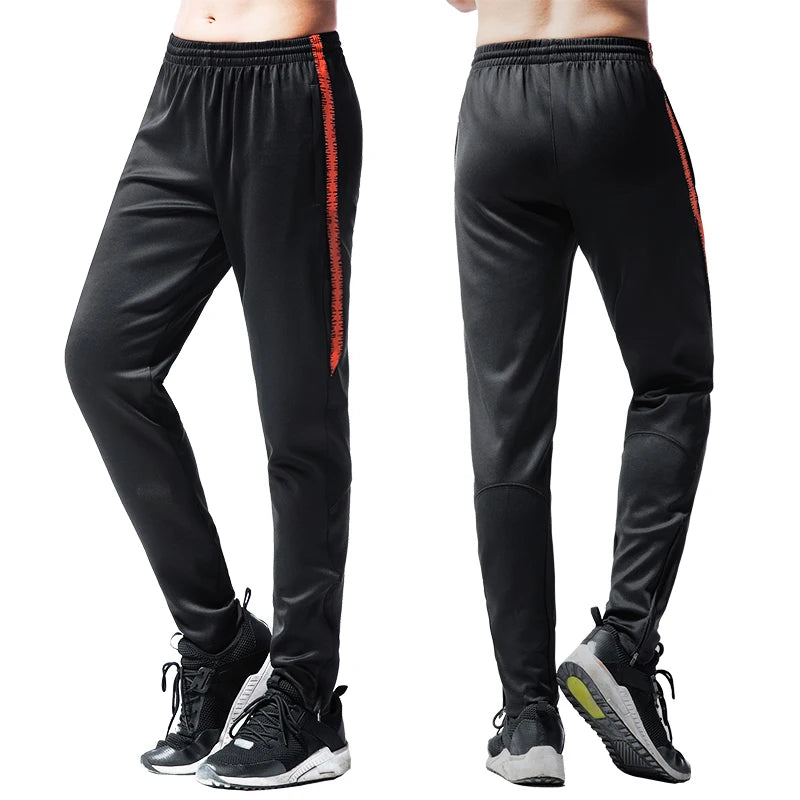 Shinestone Mens Soccer Training Sport Trousers With Pocket Zipper Jogging Male Fitness Workout Running Pants