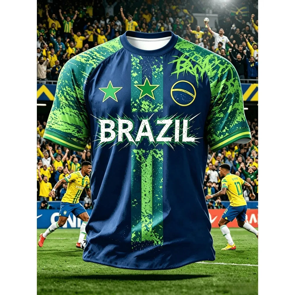2026 Summer New Brazil Jerseys Men T-shirts Casual O-neck Sports Tshirts Man Clothing  Fashion Print Casual Women Short Sleeve