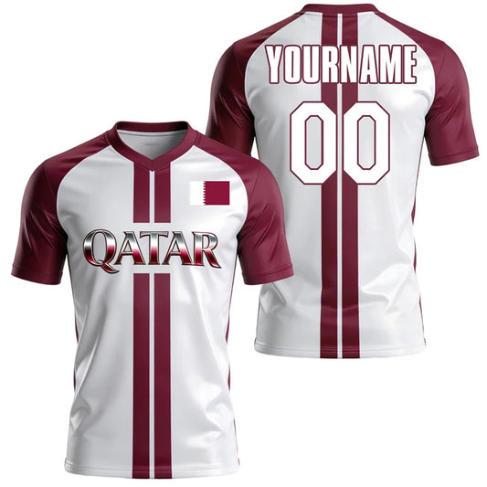 2026 New Korea Canada China Qatar Flag Football T Shirt Custom Name Number Printed Short Sleeve Casual Oversized Tops