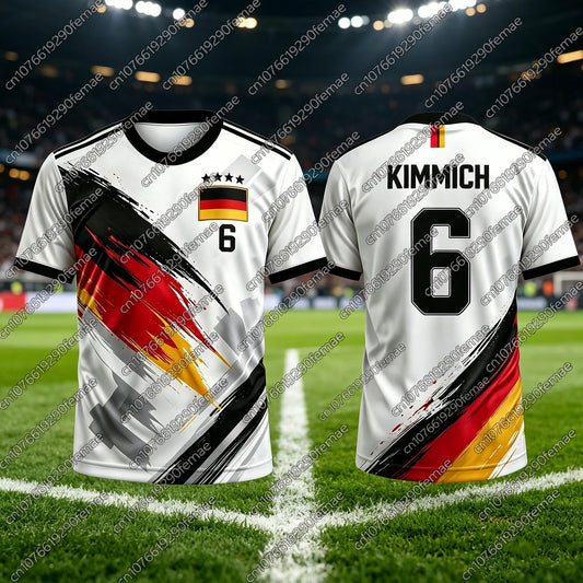 Germany Style 2026 Summer Soccer T-Shirt Boys Girls Men Women Couple Match Soccer Training Sportswear Outdoor Hiking Top