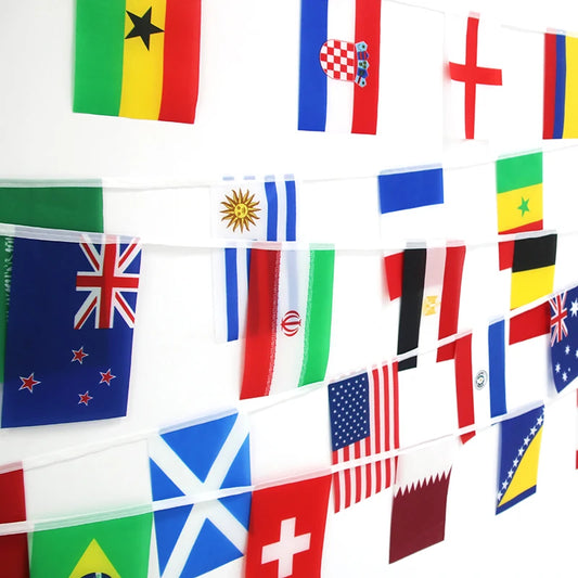 2026 Football Game International Bunting Of 48 Flag (48 Countries)，20x30cm with 48pcs/14x21cm with 48pcs
