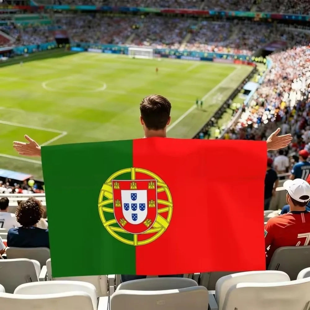 Portugal Flag Wearable Cape with Sleeves Lightweight Polyester Flag Poncho Football Cheer Props Fan Cloak National Flag Shawl