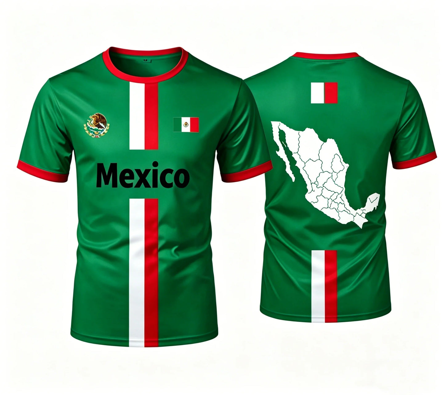 2026 Mexico Football T Shirts Summer Fashion Short Sleeve Mexico Flag 3D Printed T-shirts Casual Loose Men's Tops Kid's Clothes