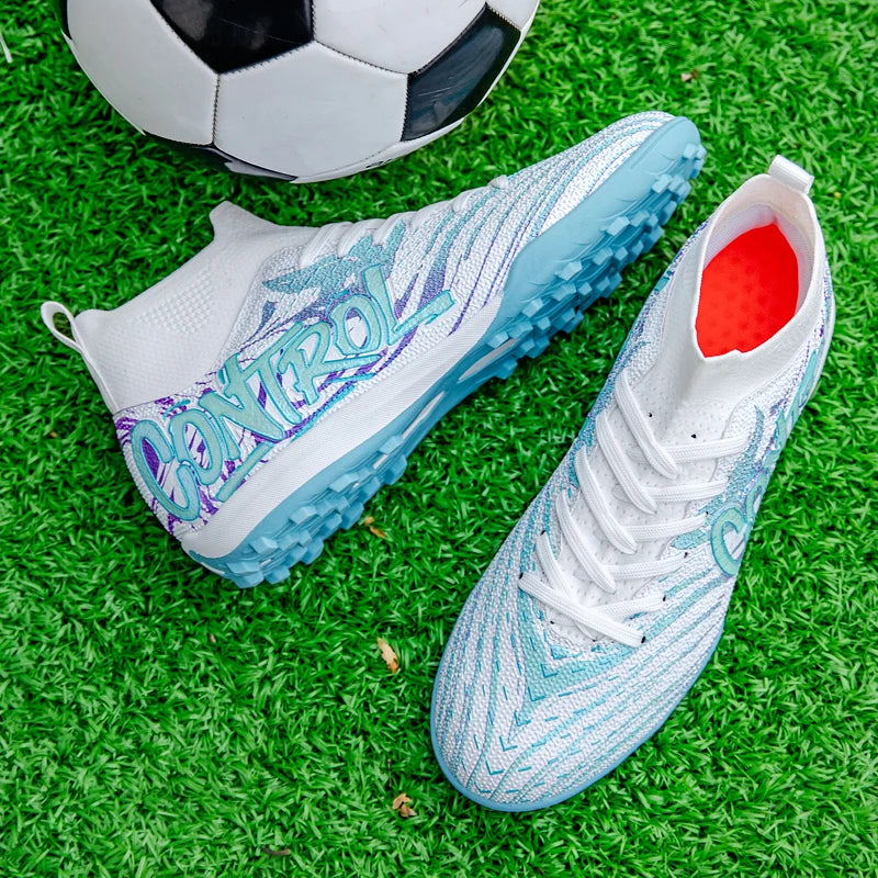 Football Shoes for Men & Women TF Stud Leather Anti-Slip Training Shoes for Students And Adults on Artificial And Natural Gras