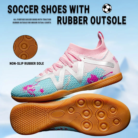 Adult Outdoor Soccer Flat Sole Cleats, Breathable Lightweight Shoes For Men Daily Competition And Practice