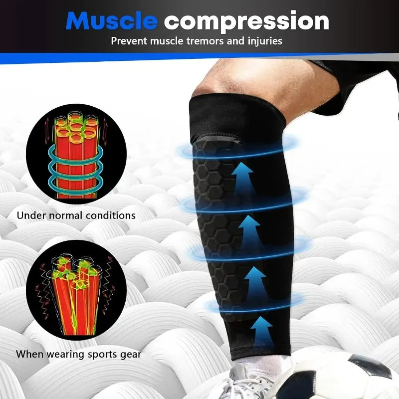 Soccer Honeycomb Pads Shin Pads for Boys Shin Guard Youth Adult Calf Compression Sleeve Support for Shin Splint Baseball S-XL