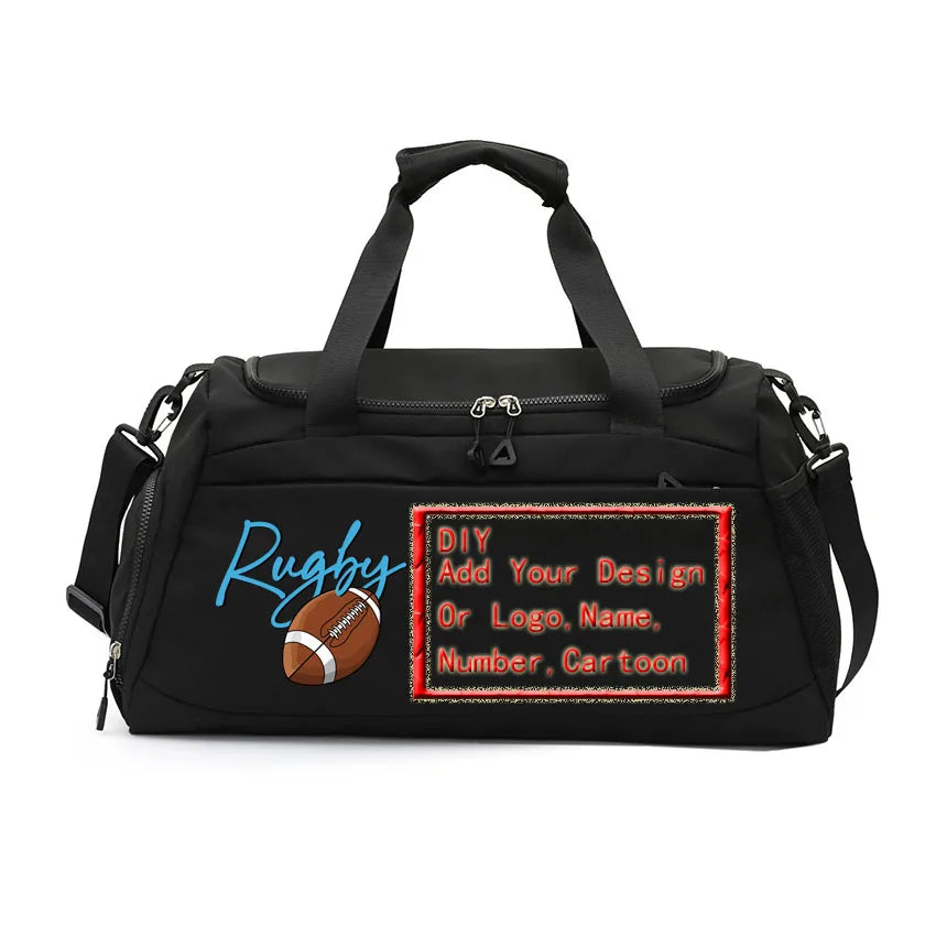 Basketball Football Badminton Rugby Baseball Shoulder Handbags Waterproof Customize Name Number Printed Dry Wet Separation Bags