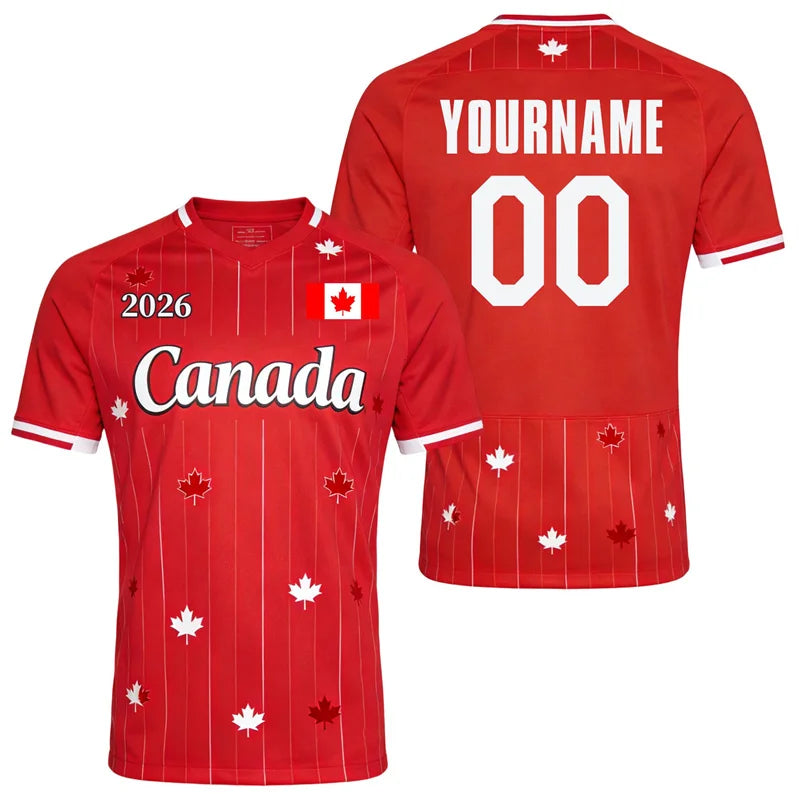 2026 New Korea Canada China Qatar Flag Football T Shirt Custom Name Number Printed Short Sleeve Casual Oversized Tops