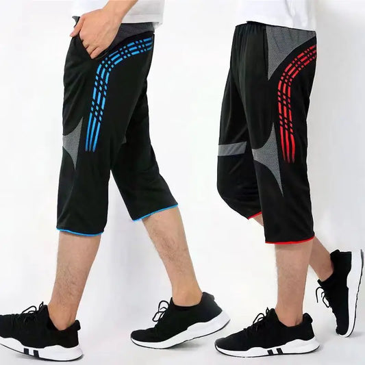 Men Jersey Breathable Football Soccer Training 3/4 Sport Pants Elasticity Legging Running Pants Athletic Jogging Gym Trousers