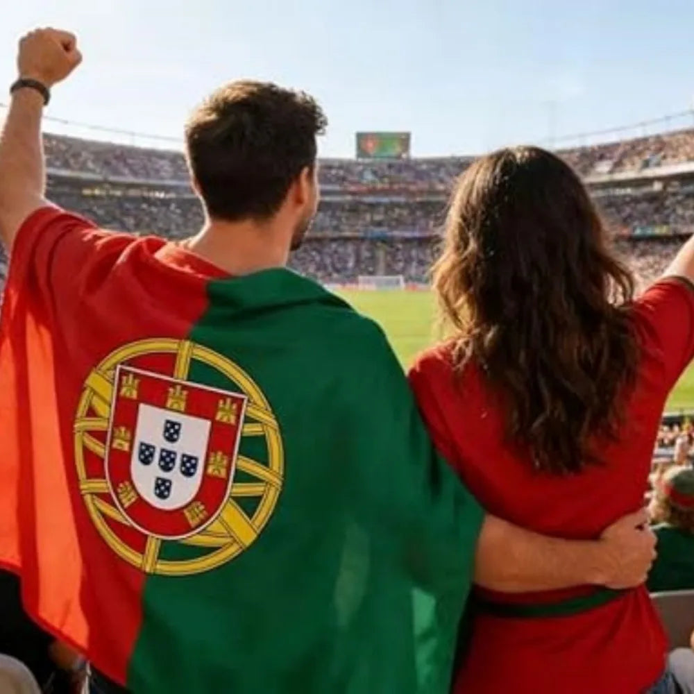 Portugal Flag Wearable Cape with Sleeves Lightweight Polyester Flag Poncho Football Cheer Props Fan Cloak National Flag Shawl