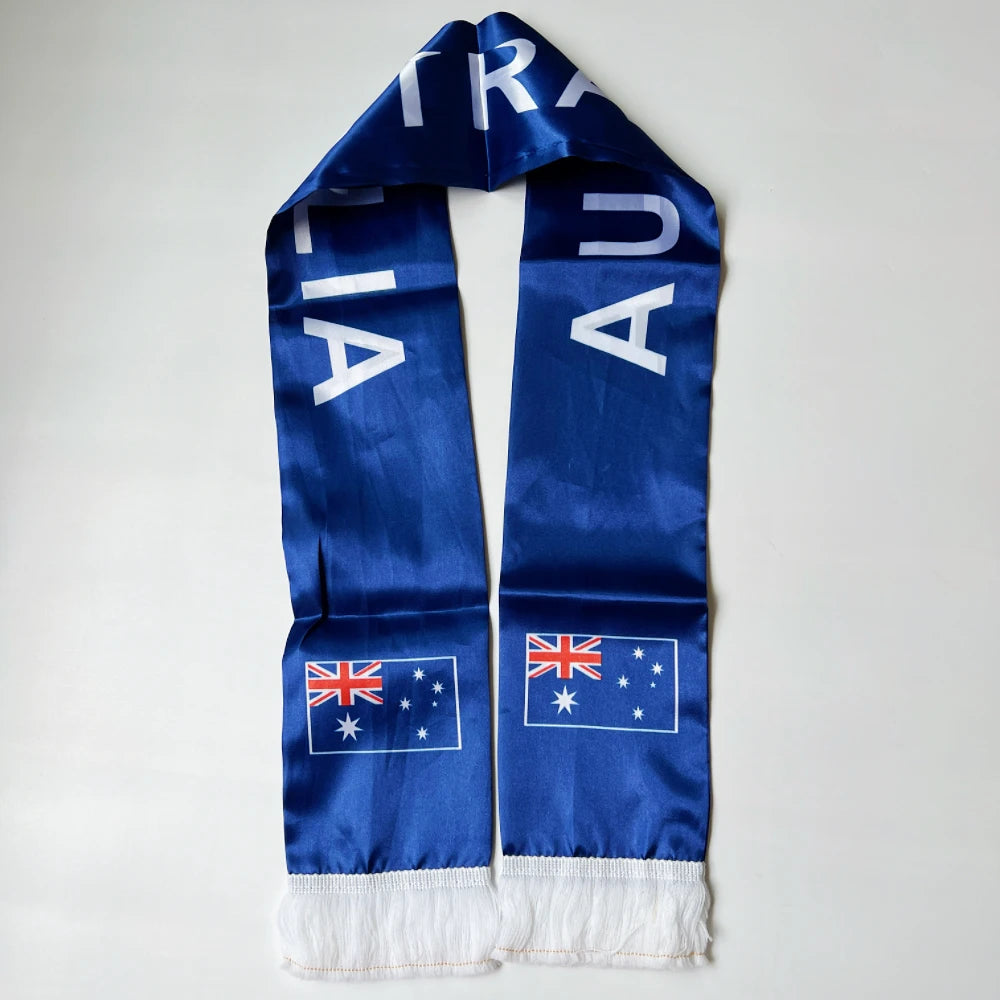 2026 Haiti  NorwayCountries Flag Scarf14x135cm Double-sided Printed Satin Haiti Flag Scarf Tassels Suitable for Football, Sports