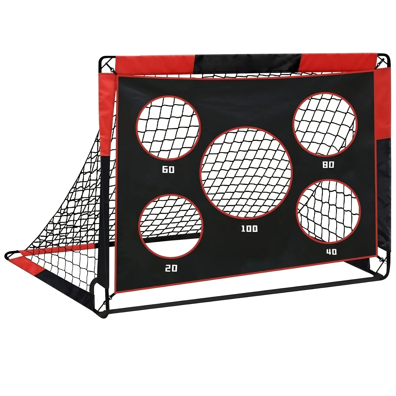 2-In-1 Portable Soccer Goal Set, Multi-Hole Training Net Thickened Oxford Cloth Steel Frame, Training & Match Dual Mode
