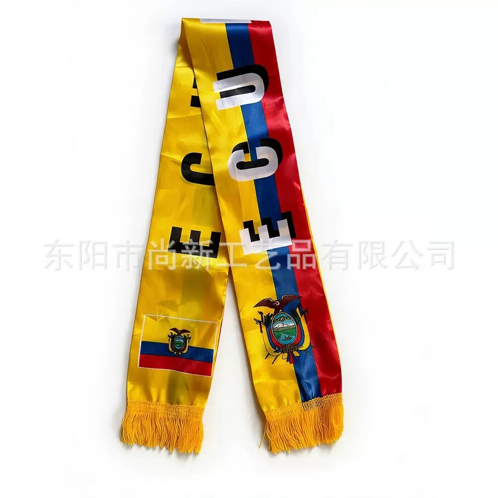 2026 Haiti  NorwayCountries Flag Scarf14x135cm Double-sided Printed Satin Haiti Flag Scarf Tassels Suitable for Football, Sports