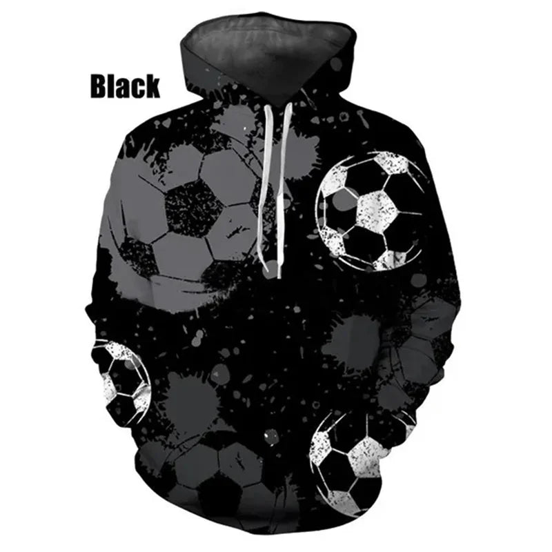 3D Print Soccer Graphic Hoodies For Men Football Sport Pullovers Sweatshirt Streetwear Casual Loose Oversized Gym Men Hoodie
