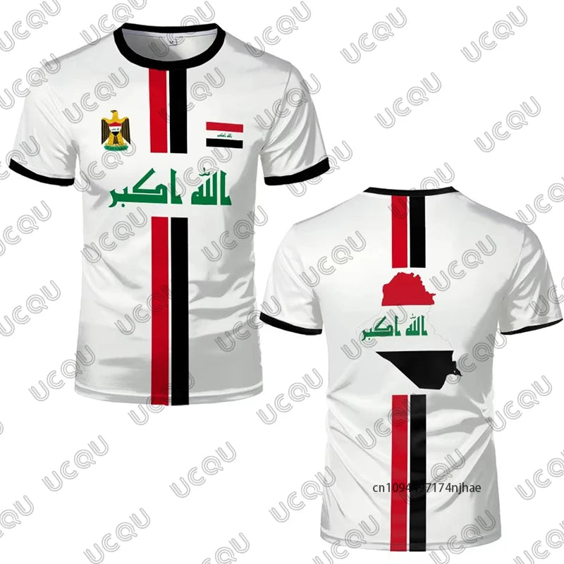 2026 New Iraq Style Print Football Jersey For Men Women T-shirt Summer Short Sleeve Sports Quick-drying Tees Casual Kids Tops