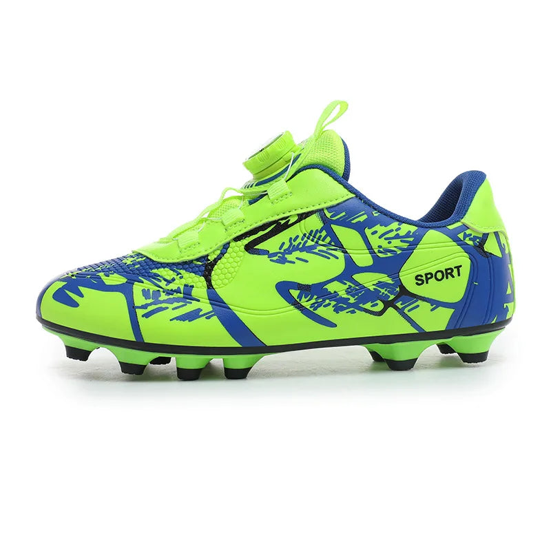 Kid Quick Lace White Blue Soccer Shoes Cleats High-quality Ultralight Outdoor Match Non-Slip Football Sneakers