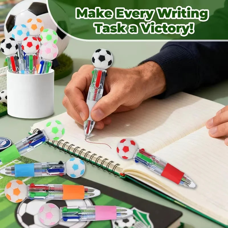 10Pcs Soccer Party Favors Pens Mini 4 Color Ballpoint Pen for Kids Sports Football Birthday Party  Pinata Filler Christmas Gifts
