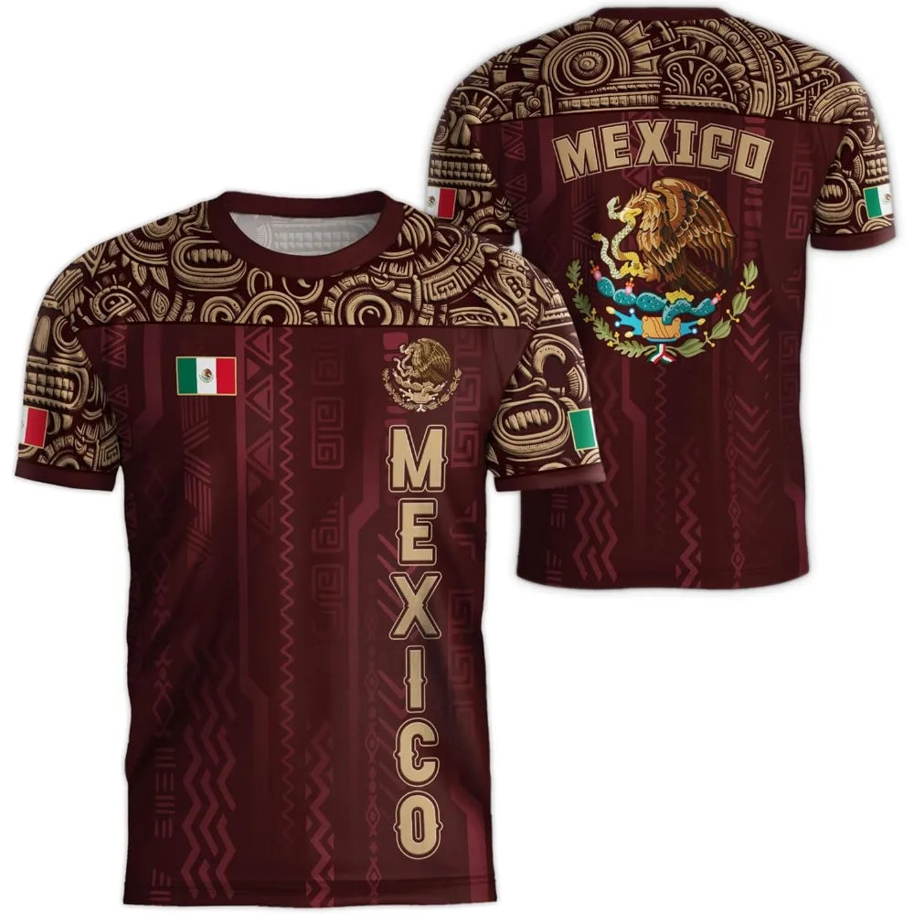 Mexican flag-themed 3D eagle pattern sport Quick-dry Breatha men's T-shirt outdoor football sportswear  parent-child clothing