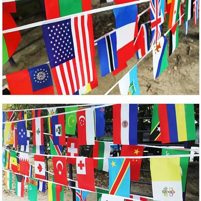 48pcs,14x21cm 20x30cm 2026 soccer football game internationalflag string, decorated as a sports bar banner flags printed on both