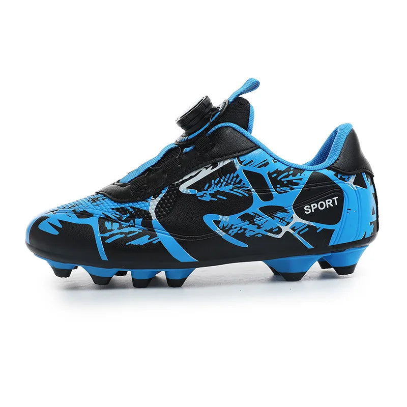 Kid Quick Lace White Blue Soccer Shoes Cleats High-quality Ultralight Outdoor Match Non-Slip Football Sneakers
