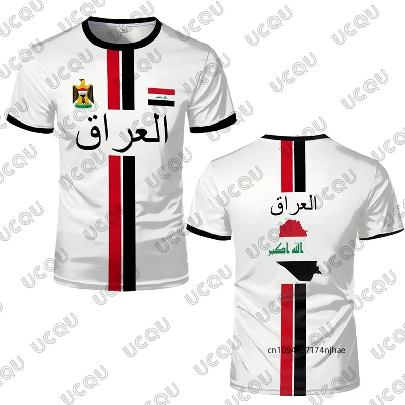 2026 New Iraq Style Print Football Jersey For Men Women T-shirt Summer Short Sleeve Sports Quick-drying Tees Casual Kids Tops