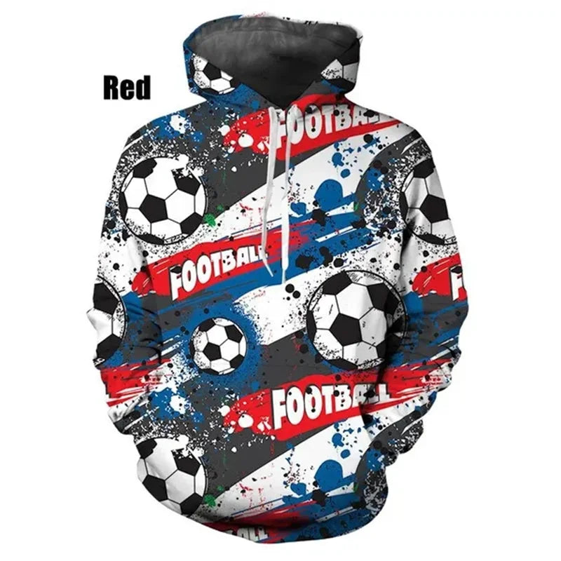 3D Print Soccer Graphic Hoodies For Men Football Sport Pullovers Sweatshirt Streetwear Casual Loose Oversized Gym Men Hoodie