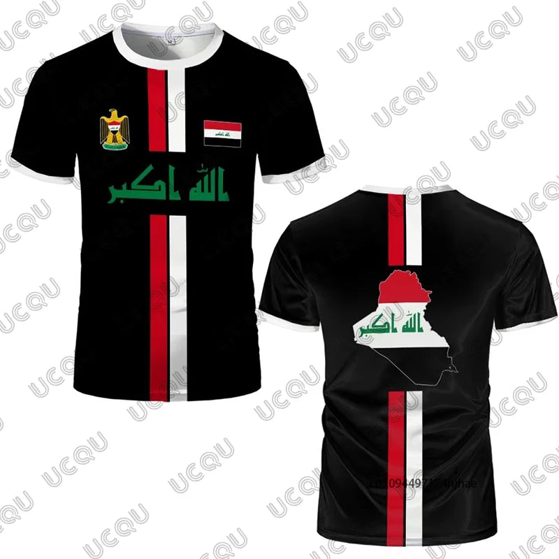 2026 New Iraq Style Print Football Jersey For Men Women T-shirt Summer Short Sleeve Sports Quick-drying Tees Casual Kids Tops
