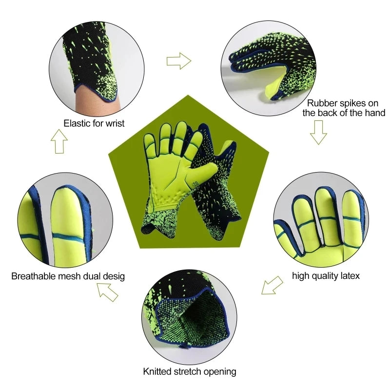 Adults Kids Professional Goalkeeper Gloves, Thickened Latex Anti-slip Soccer Goalie Gloves Sports Protection