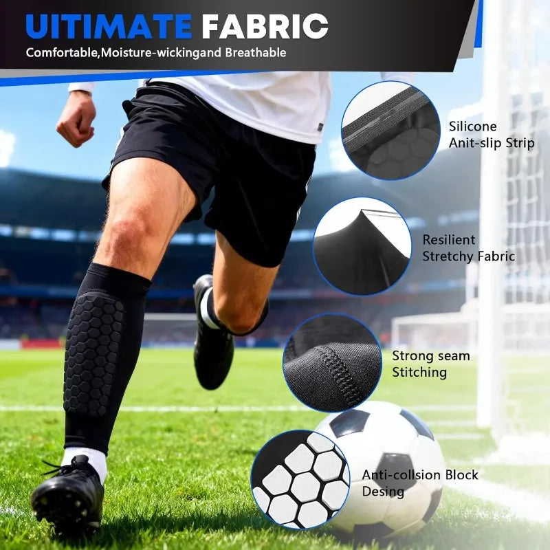 Soccer Honeycomb Pads Shin Pads for Boys Shin Guard Youth Adult Calf Compression Sleeve Support for Shin Splint Baseball S-XL