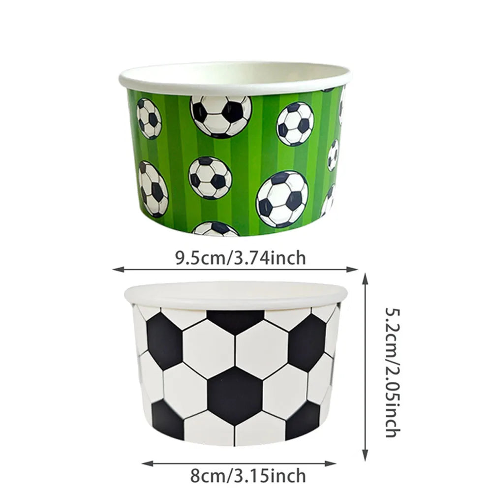 6/12/24Pcs Soccer Theme Popcorn Boxes Disposable Paper Snack Containers Football Match Night Football Birthday Party Snack Box
