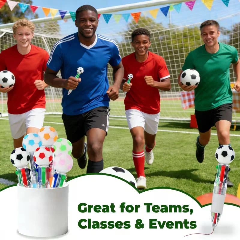 10Pcs Soccer Party Favors Pens Mini 4 Color Ballpoint Pen for Kids Sports Football Birthday Party  Pinata Filler Christmas Gifts