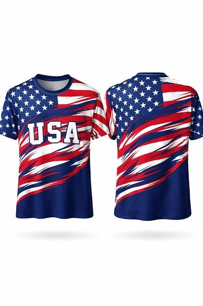 2026 Verano EE. UU. Camiseta de Fútbol Patriótica Personalizada Loos Gratis Camiseta Deportiva Grande para Adultos y Niños Padre e Hijo