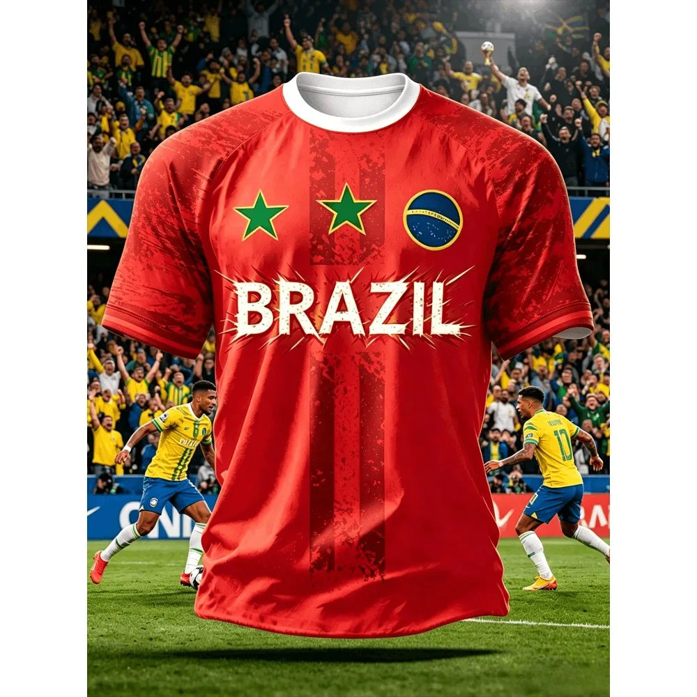2026 Summer New Brazil Jerseys Men T-shirts Casual O-neck Sports Tshirts Man Clothing  Fashion Print Casual Women Short Sleeve