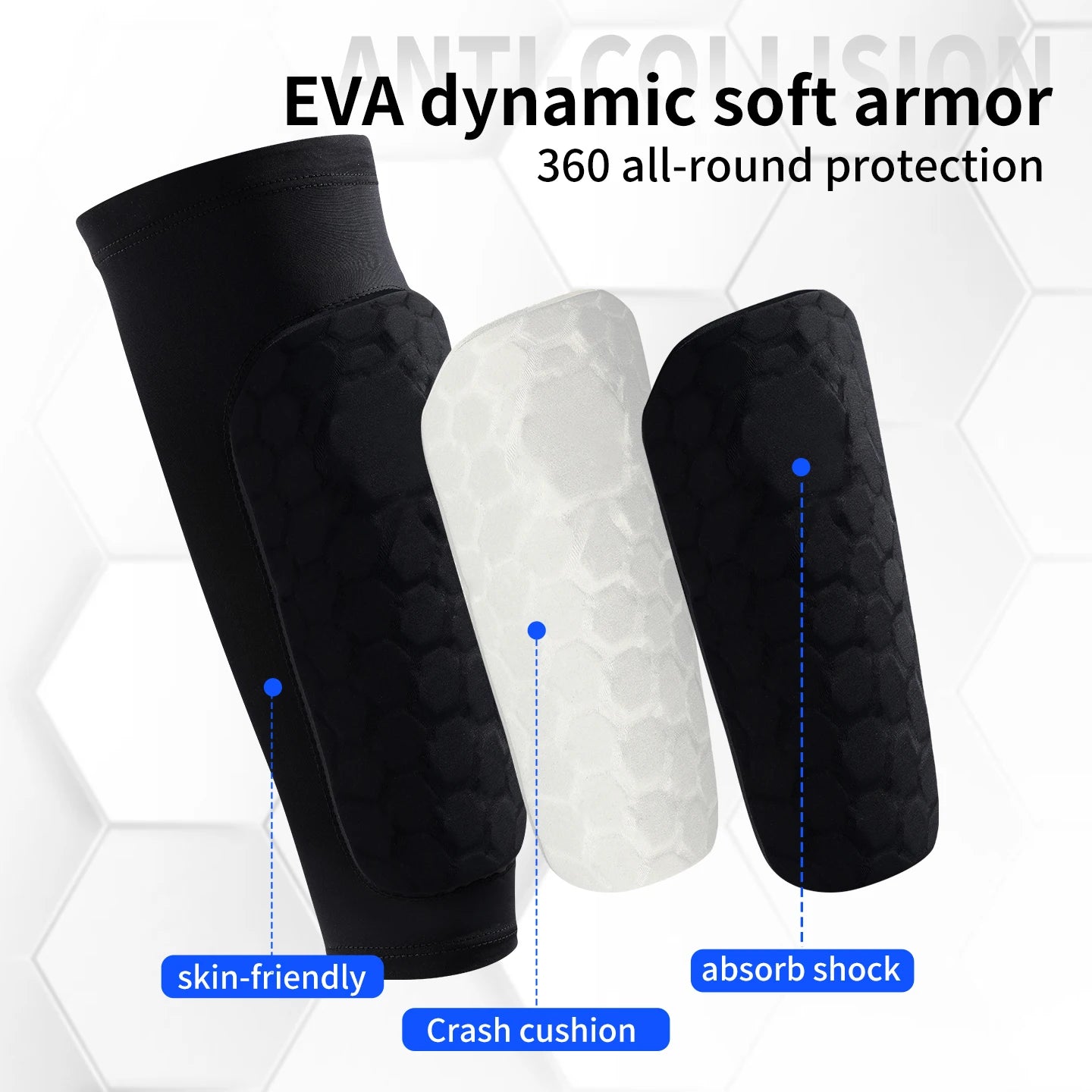 Kids Soccer Shin Guard Sleeves, Lightweight EVA Honeycomb Anti-collision Calf Protectors with Non-slip Silicone, for Football