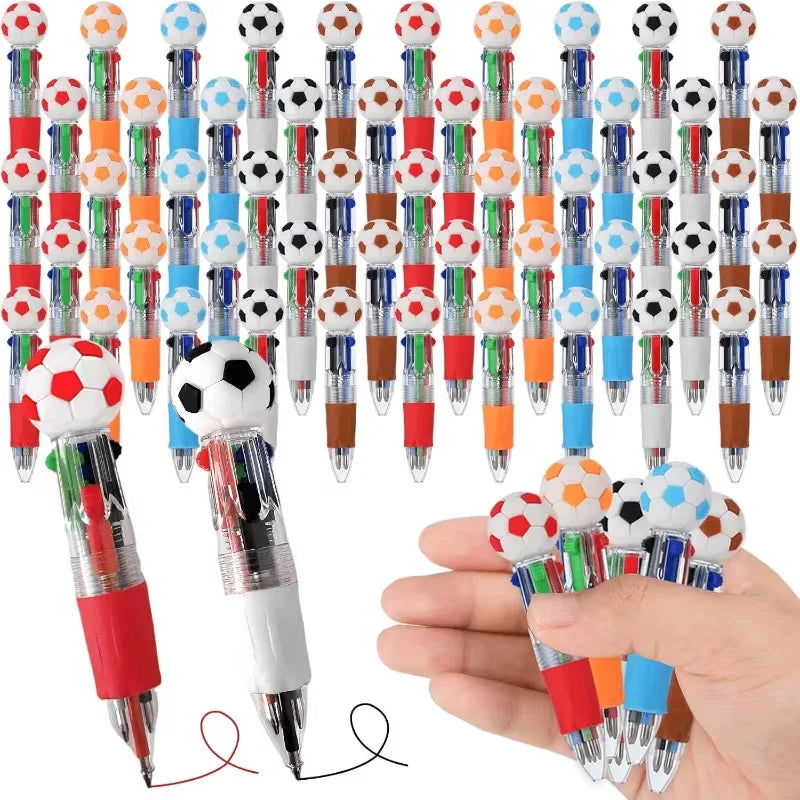 10Pcs Soccer Party Favors Pens Mini 4 Color Ballpoint Pen for Kids Sports Football Birthday Party  Pinata Filler Christmas Gifts