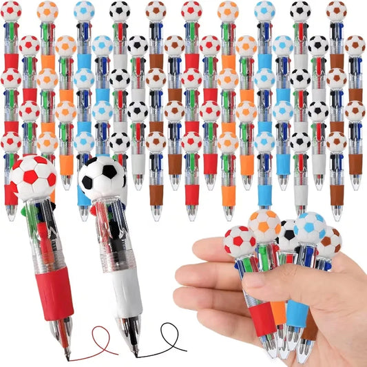 10Pcs Soccer Party Favors Pens Mini 4 Color Ballpoint Pen for Kids Sports Football Birthday Party  Pinata Filler Christmas Gifts