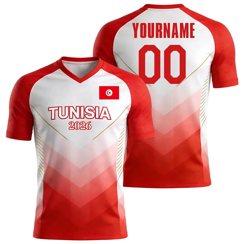 2026 New Korea Canada China Qatar Flag Football T Shirt Custom Name Number Printed Short Sleeve Casual Oversized Tops
