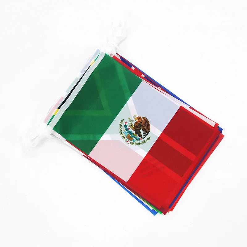 2026 Football Game International Bunting Of 48 Flag (48 Countries)，20x30cm with 48pcs/14x21cm with 48pcs