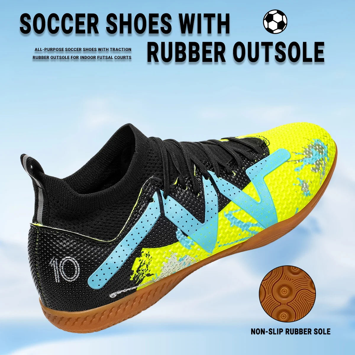 Adult Outdoor Soccer Flat Sole Cleats, Breathable Lightweight Shoes For Men Daily Competition And Practice