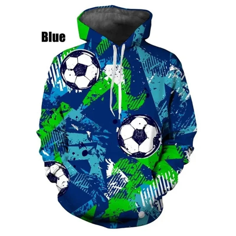 3D Print Soccer Graphic Hoodies For Men Football Sport Pullovers Sweatshirt Streetwear Casual Loose Oversized Gym Men Hoodie