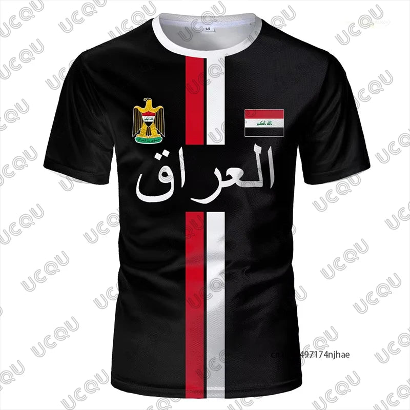2026 New Iraq Style Print Football Jersey For Men Women T-shirt Summer Short Sleeve Sports Quick-drying Tees Casual Kids Tops