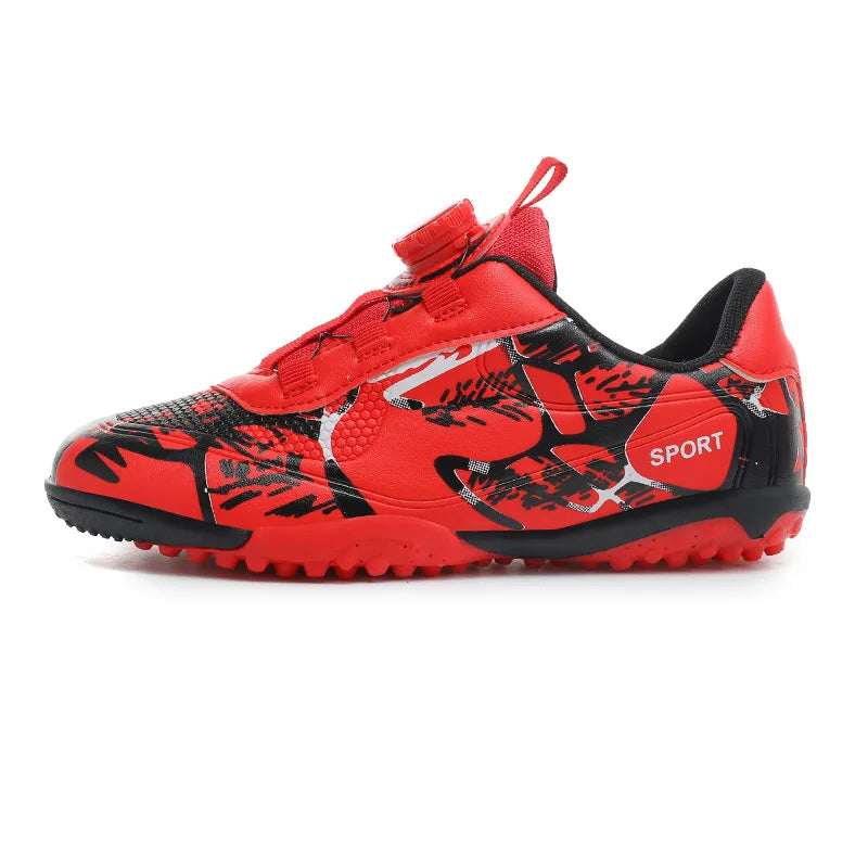 Kid Quick Lace White Blue Soccer Shoes Cleats High-quality Ultralight Outdoor Match Non-Slip Football Sneakers