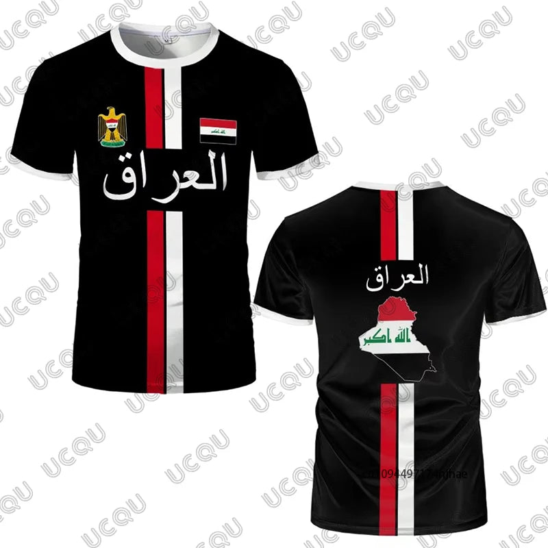 2026 New Iraq Style Print Football Jersey For Men Women T-shirt Summer Short Sleeve Sports Quick-drying Tees Casual Kids Tops