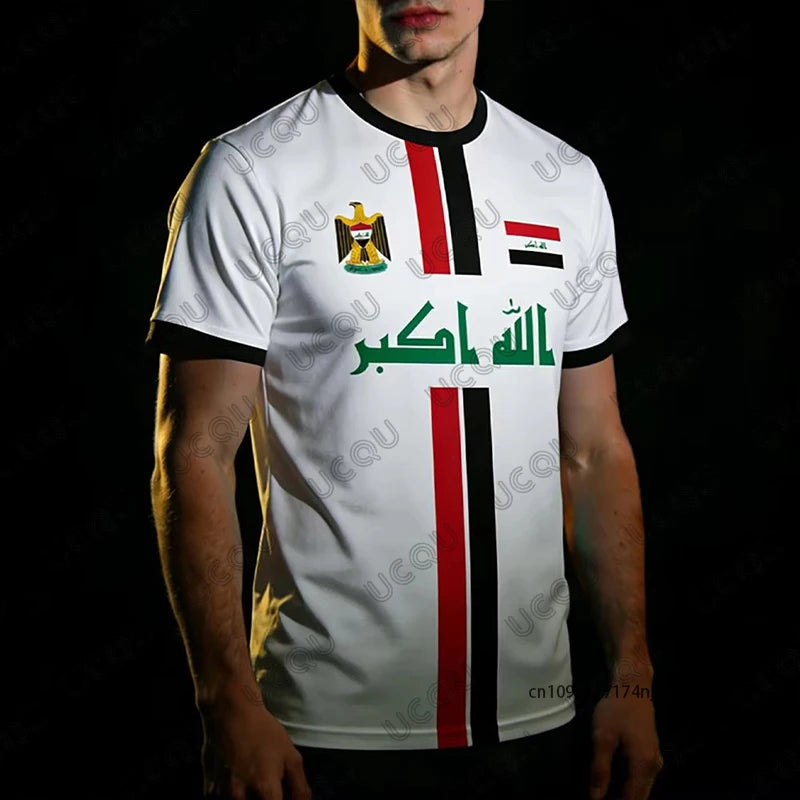 2026 New Iraq Style Print Football Jersey For Men Women T-shirt Summer Short Sleeve Sports Quick-drying Tees Casual Kids Tops