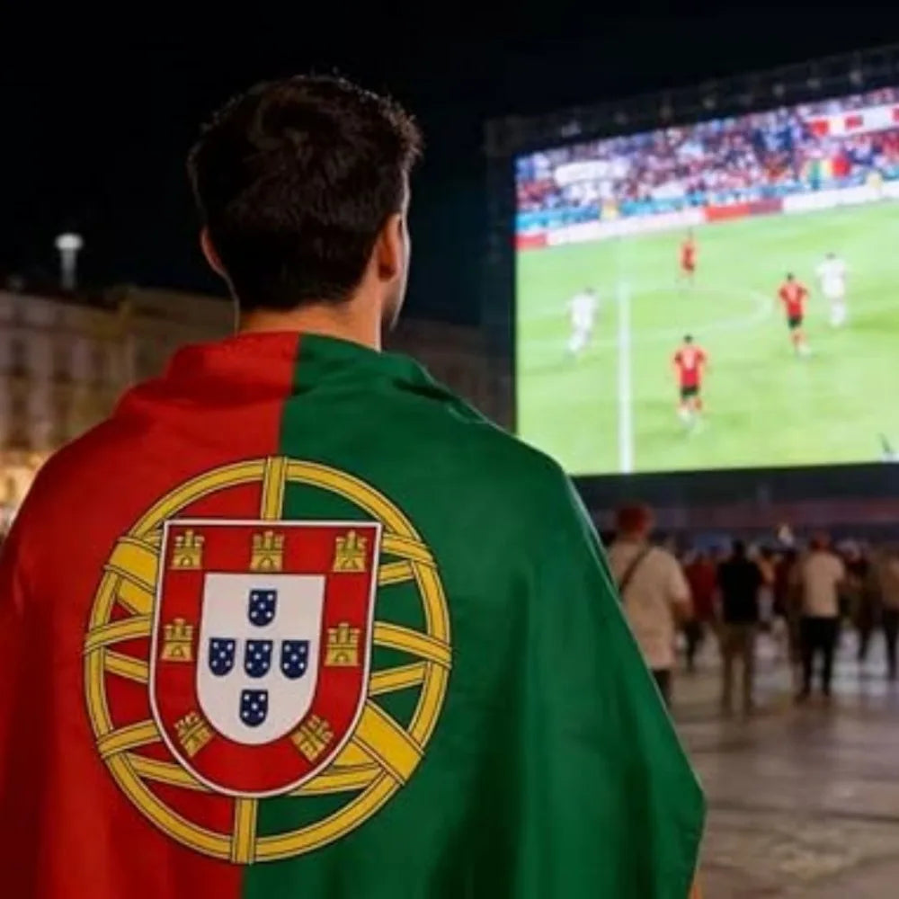 Portugal Flag Wearable Cape with Sleeves Lightweight Polyester Flag Poncho Football Cheer Props Fan Cloak National Flag Shawl